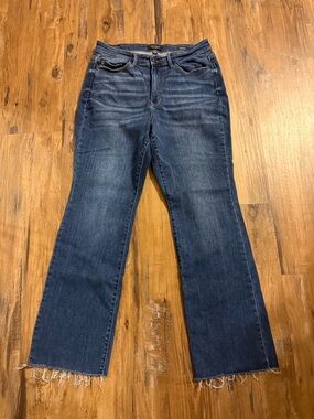 Judy Blue Dark Blue Boot Cut Jeans with Frayed Hem